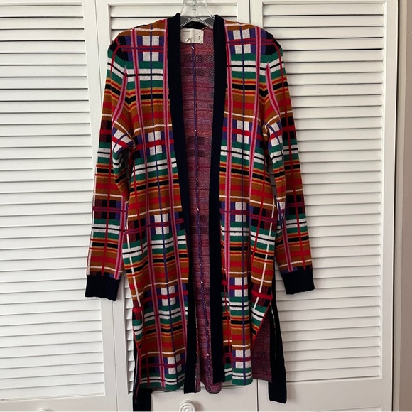 Moth by Anthropologie Williston plaid cardigan multicolor with belt size S - Picture 6 of 9